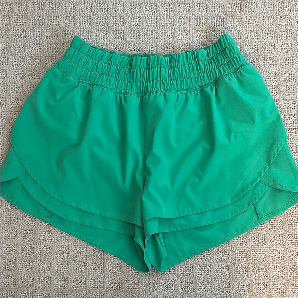 CALIA by Carrie Underwood Green Athletic Shorts with Layered Design